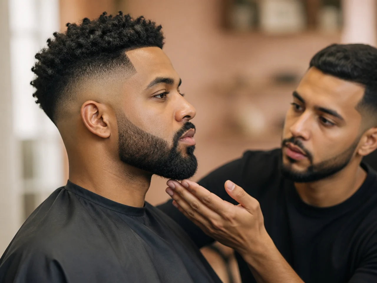 Planning a beard fade alongside a high fade