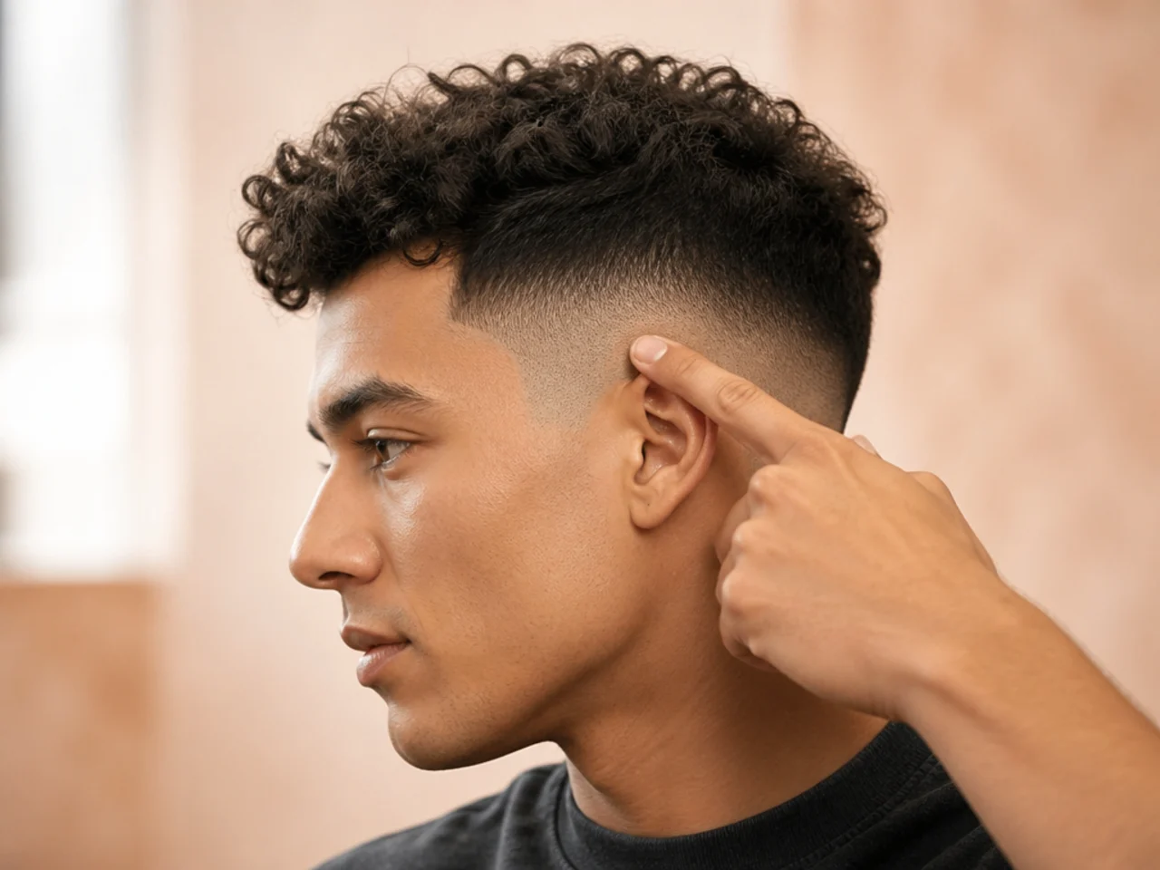 Checking the scalp above the ear