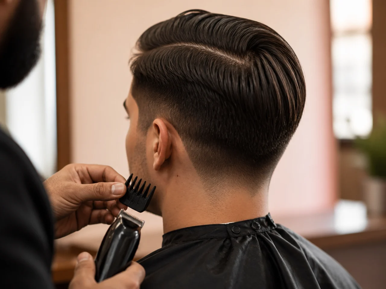 A clipper guard being fitted before the taper