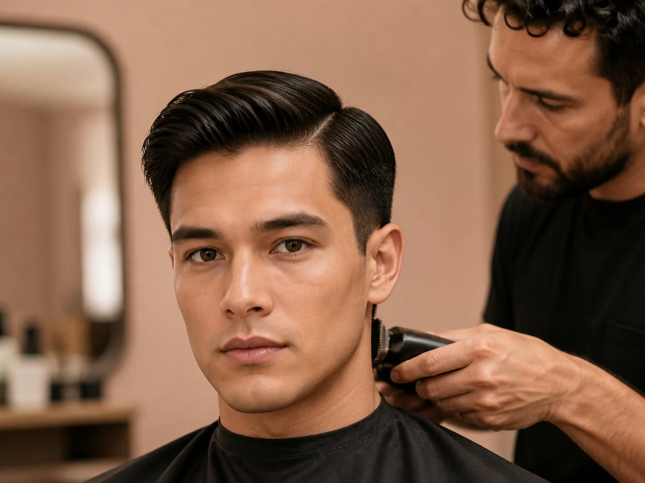 A neckline being finished at the back of the head