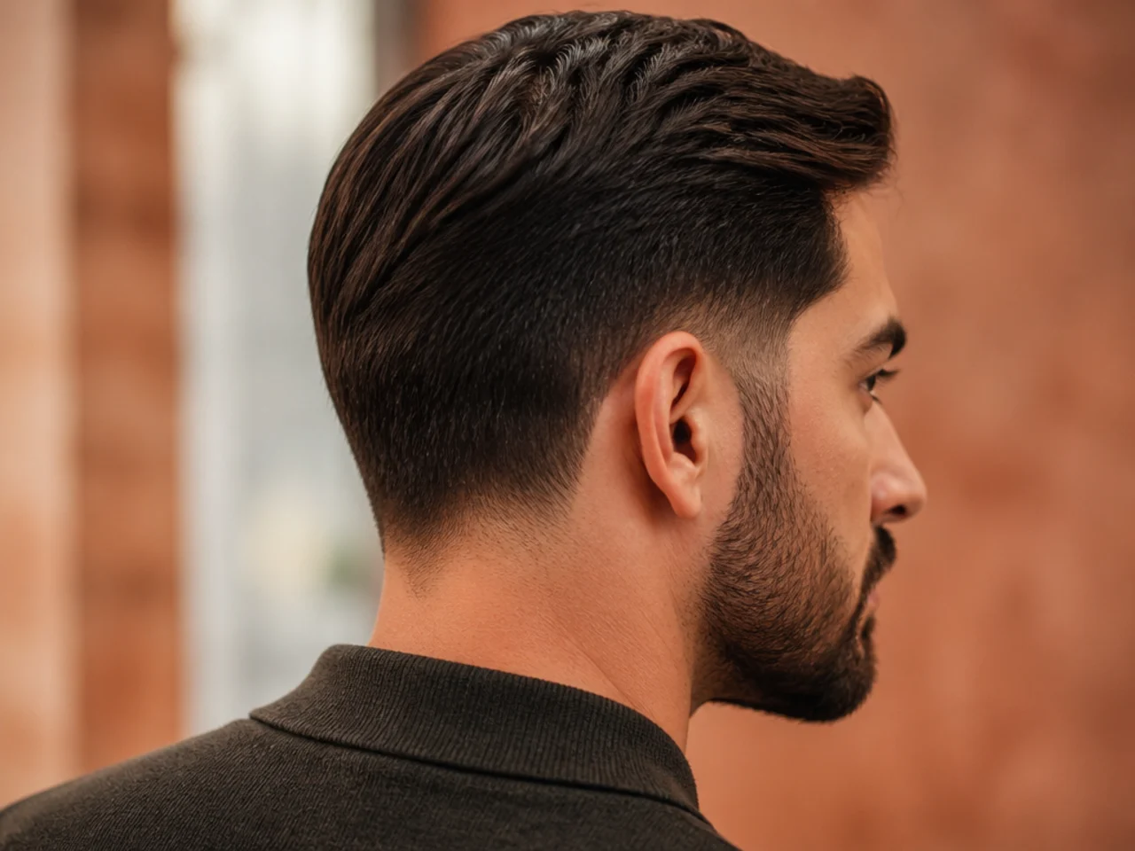 A taper meeting a beard line at the sideburn