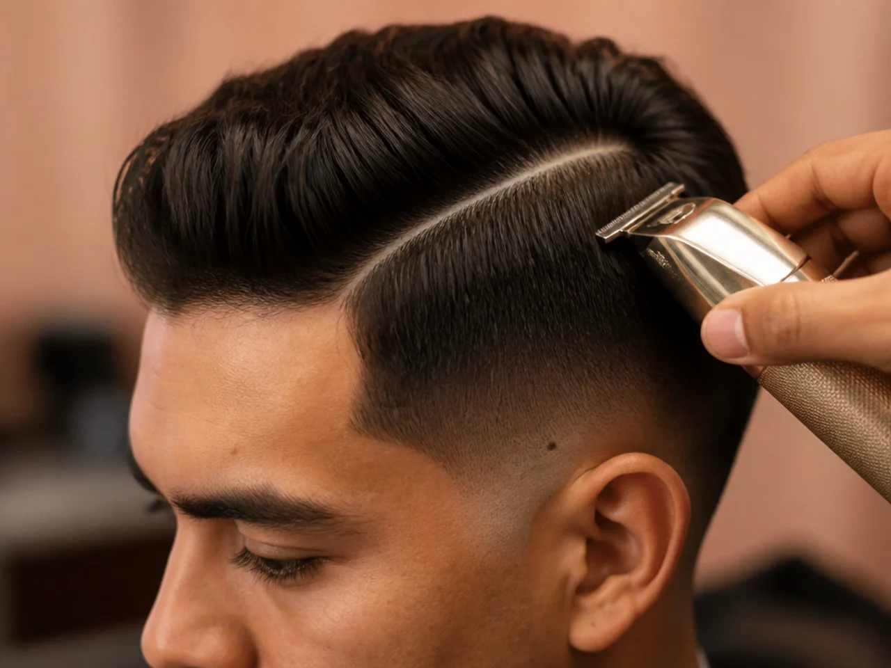 A hard part being cut in with a trimmer