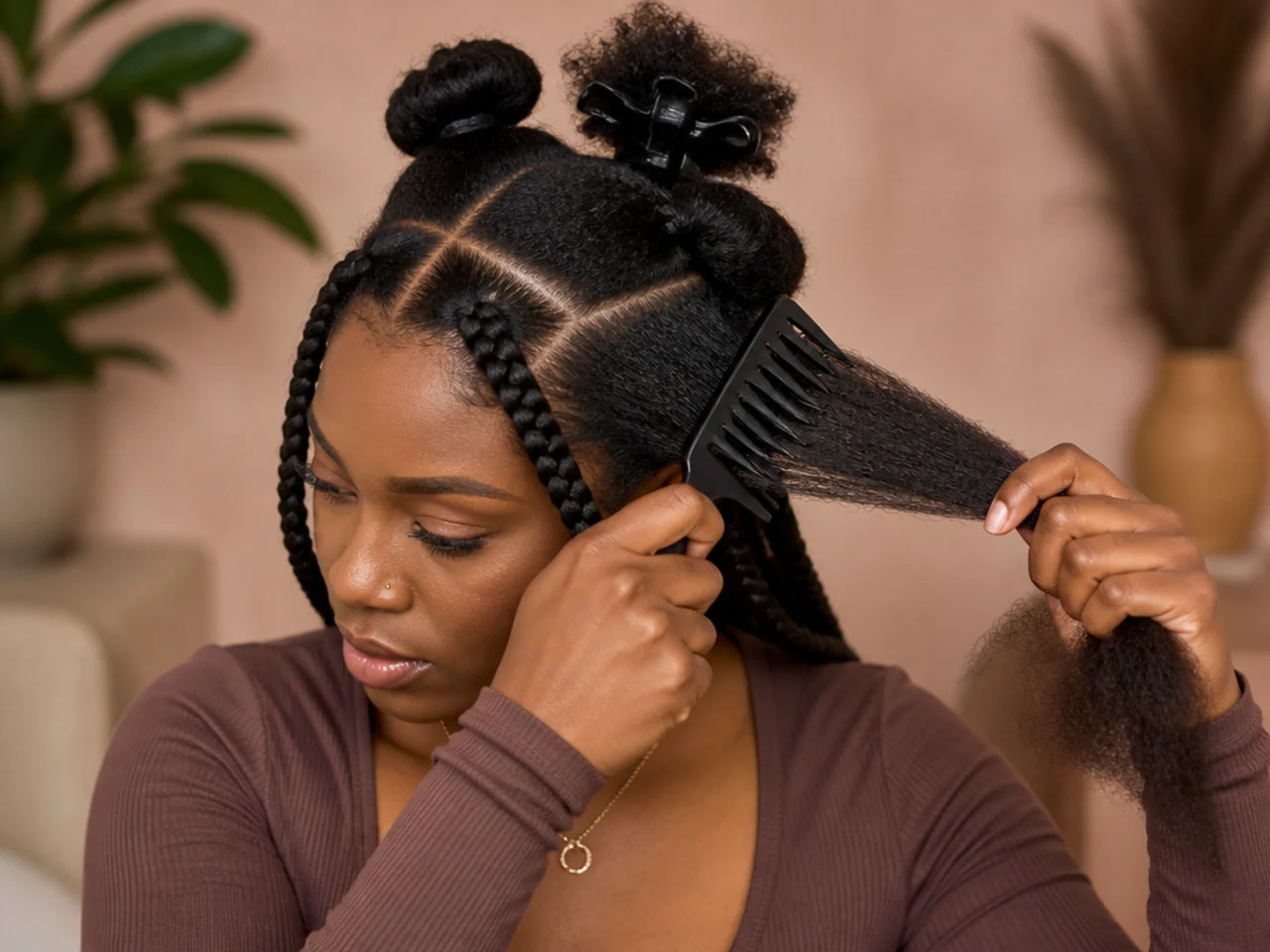20 Steps to Neat Large Knotless Braids