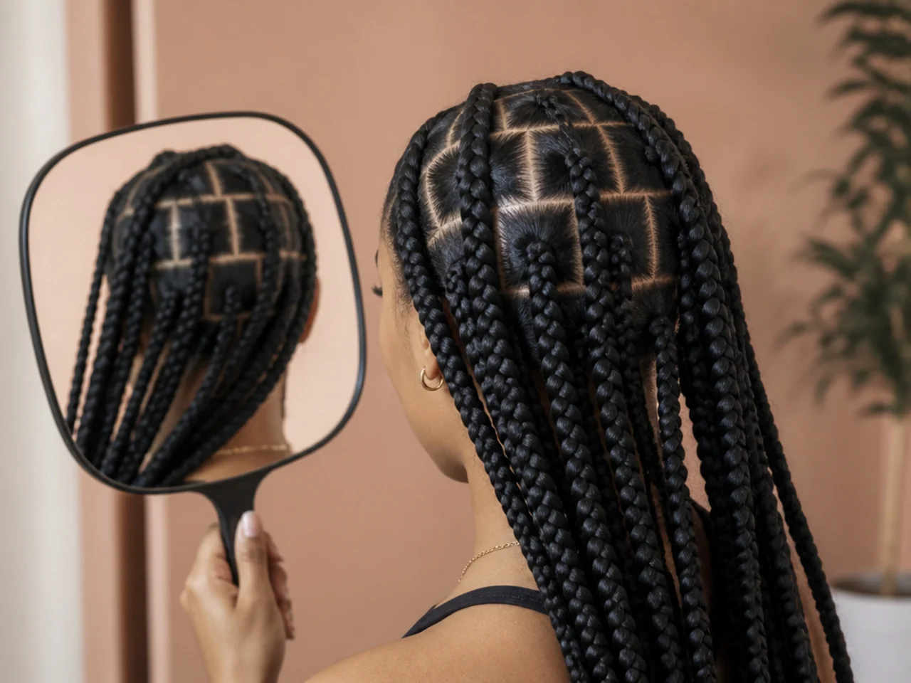 The back of a sectioned head checked in a handheld mirror