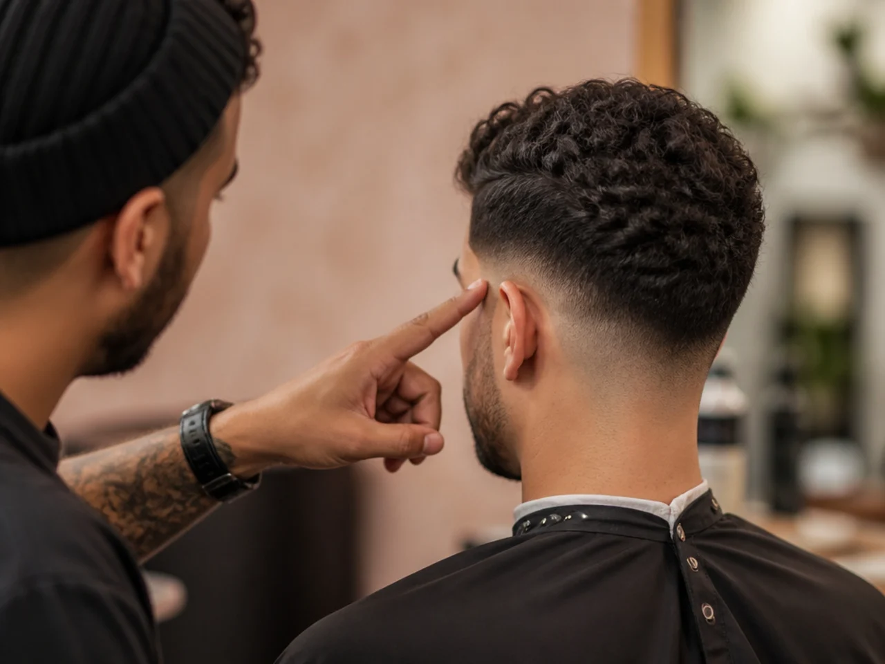 A barber discussing the sides above a low fade