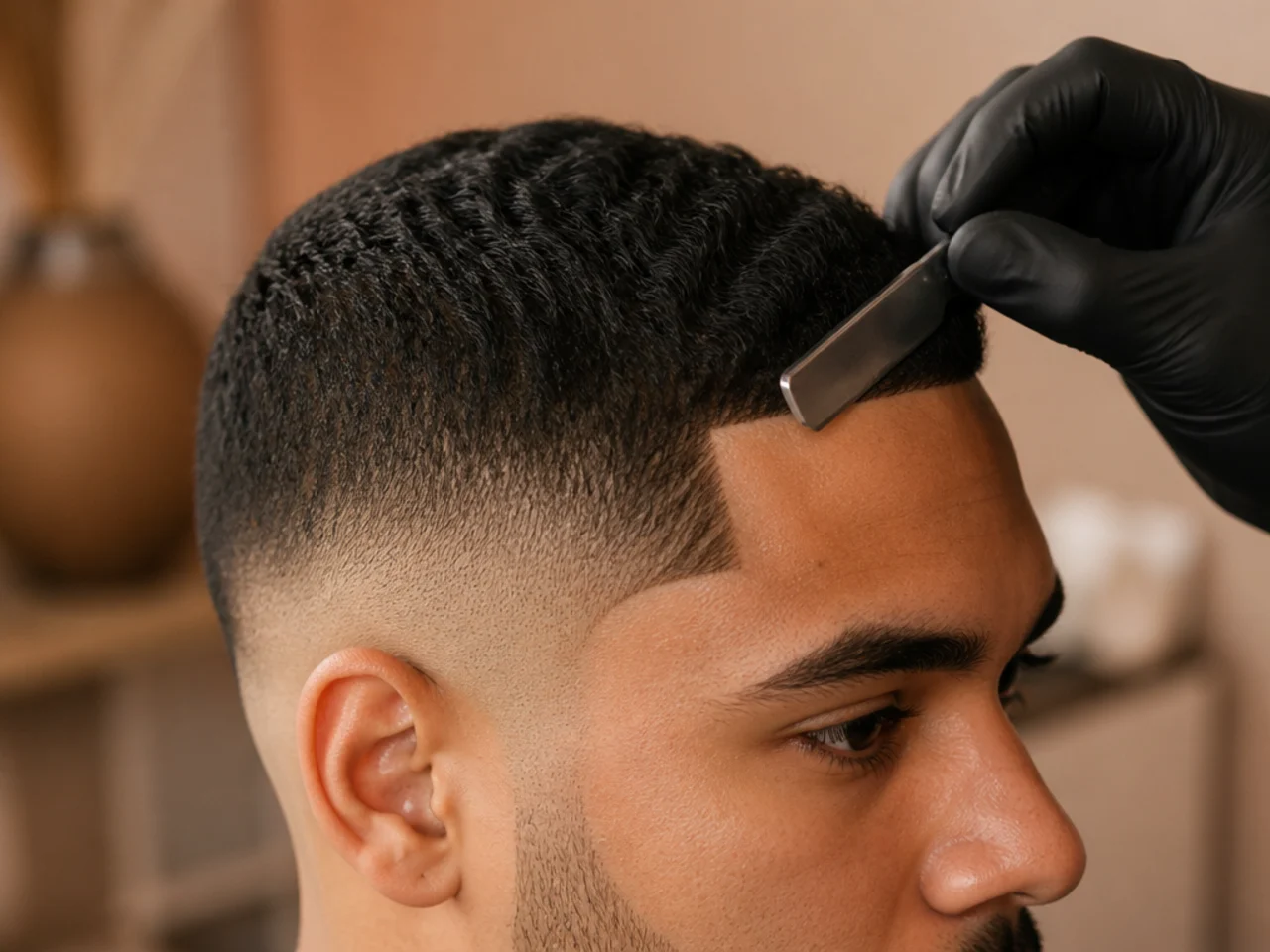 A line-up being cut at the hairline
