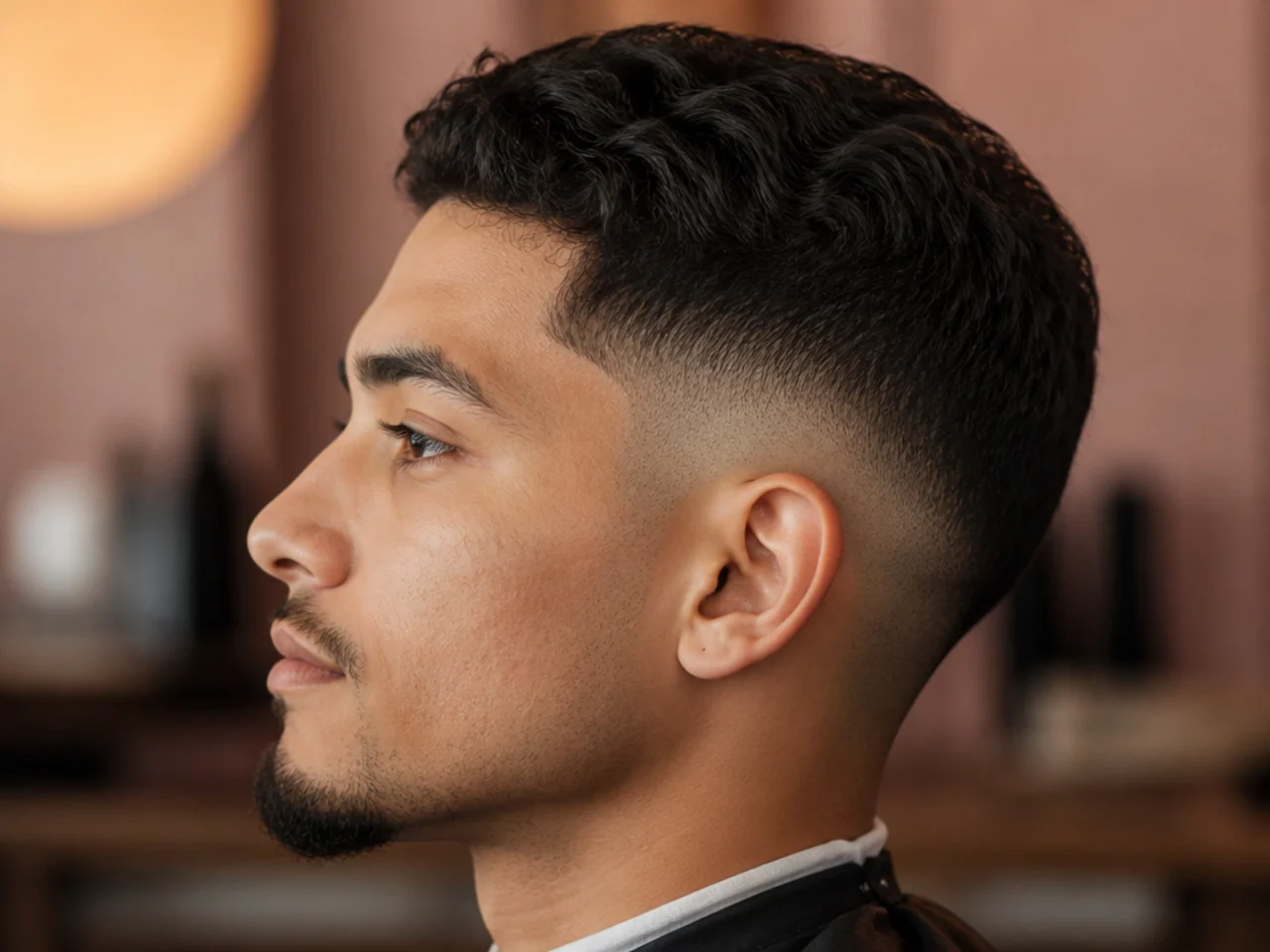 A close-up reference photo of a low fade