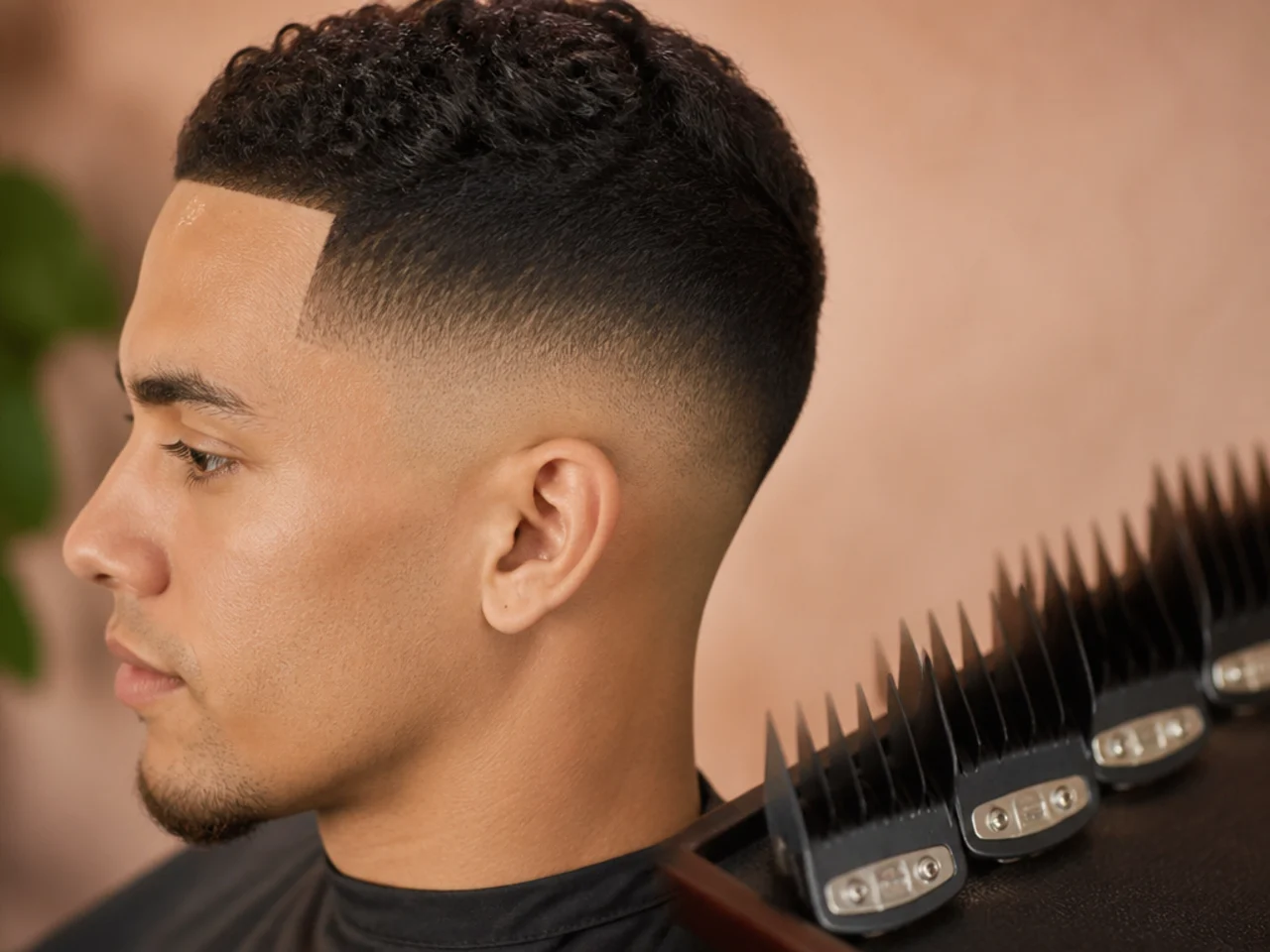 Clipper guards laid out for a low fade
