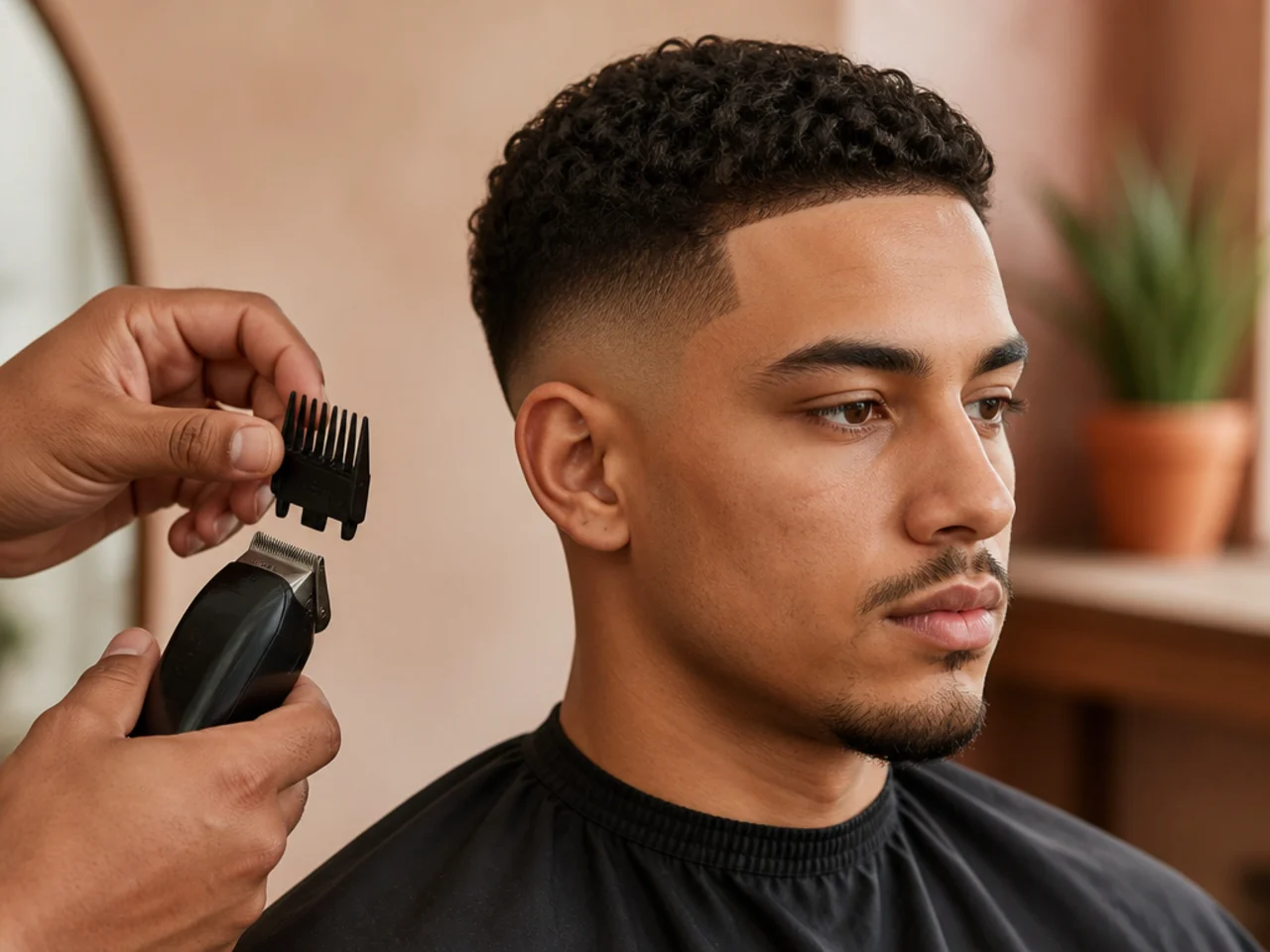 A number two guard being fitted to clippers
