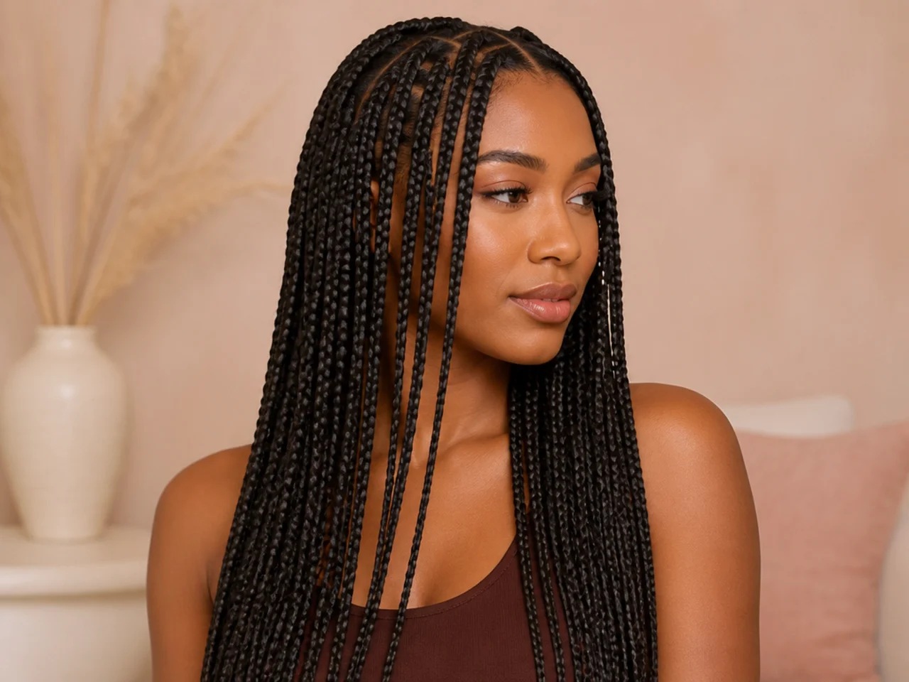 A braid plaited down its length