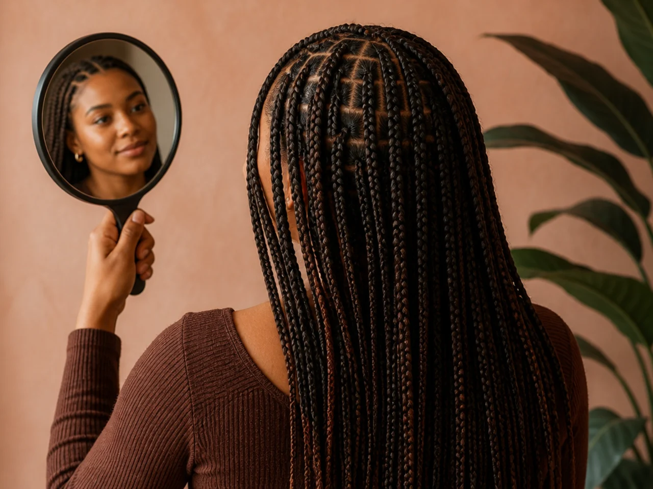 The back of the head checked in a handheld mirror