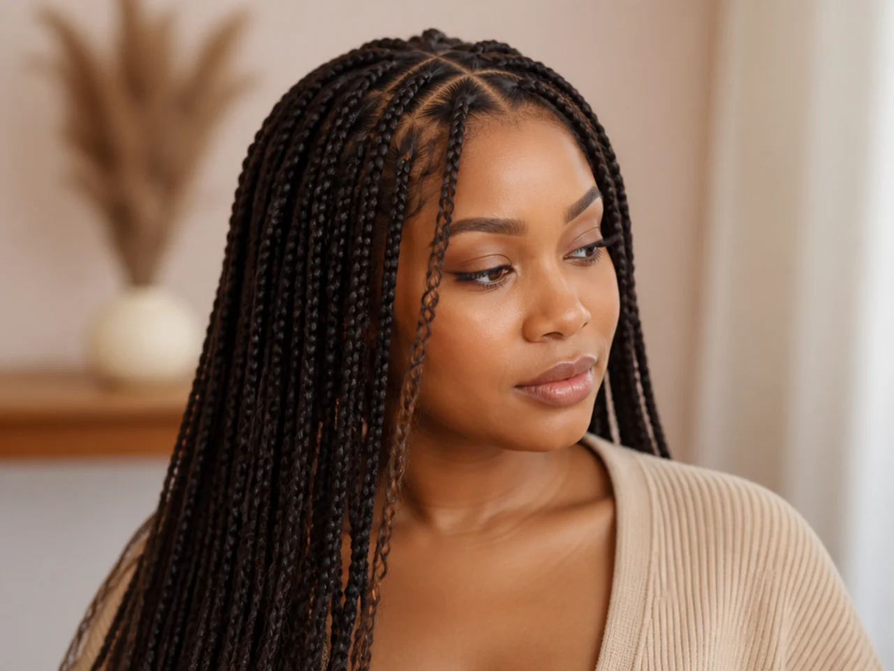 A loose braid installed at the hairline