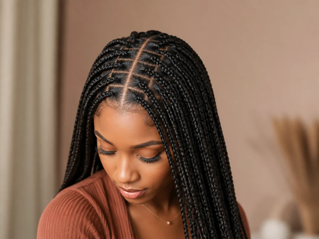 A clean main parting made with a rat-tail comb