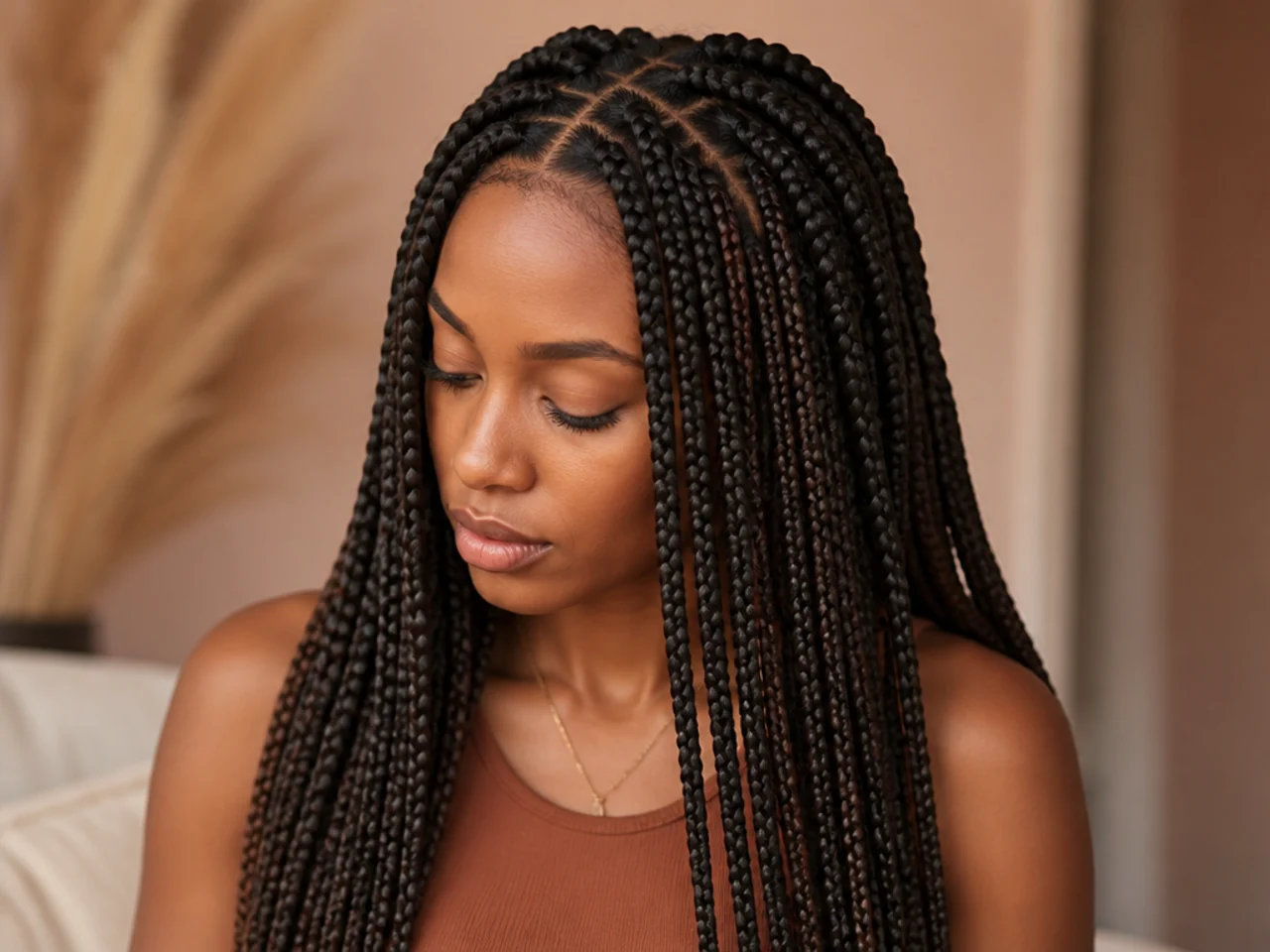 Braids of visibly different widths across one head
