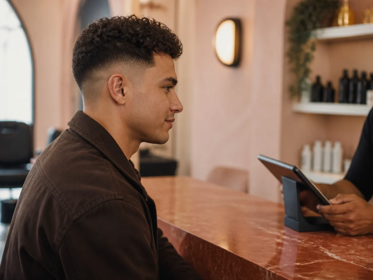 Rebooking at the barbershop counter
