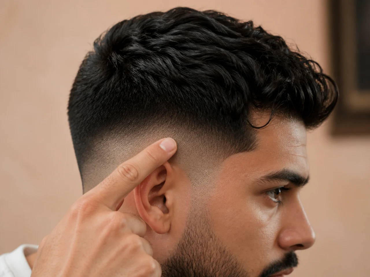 A client pointing to the fade start position