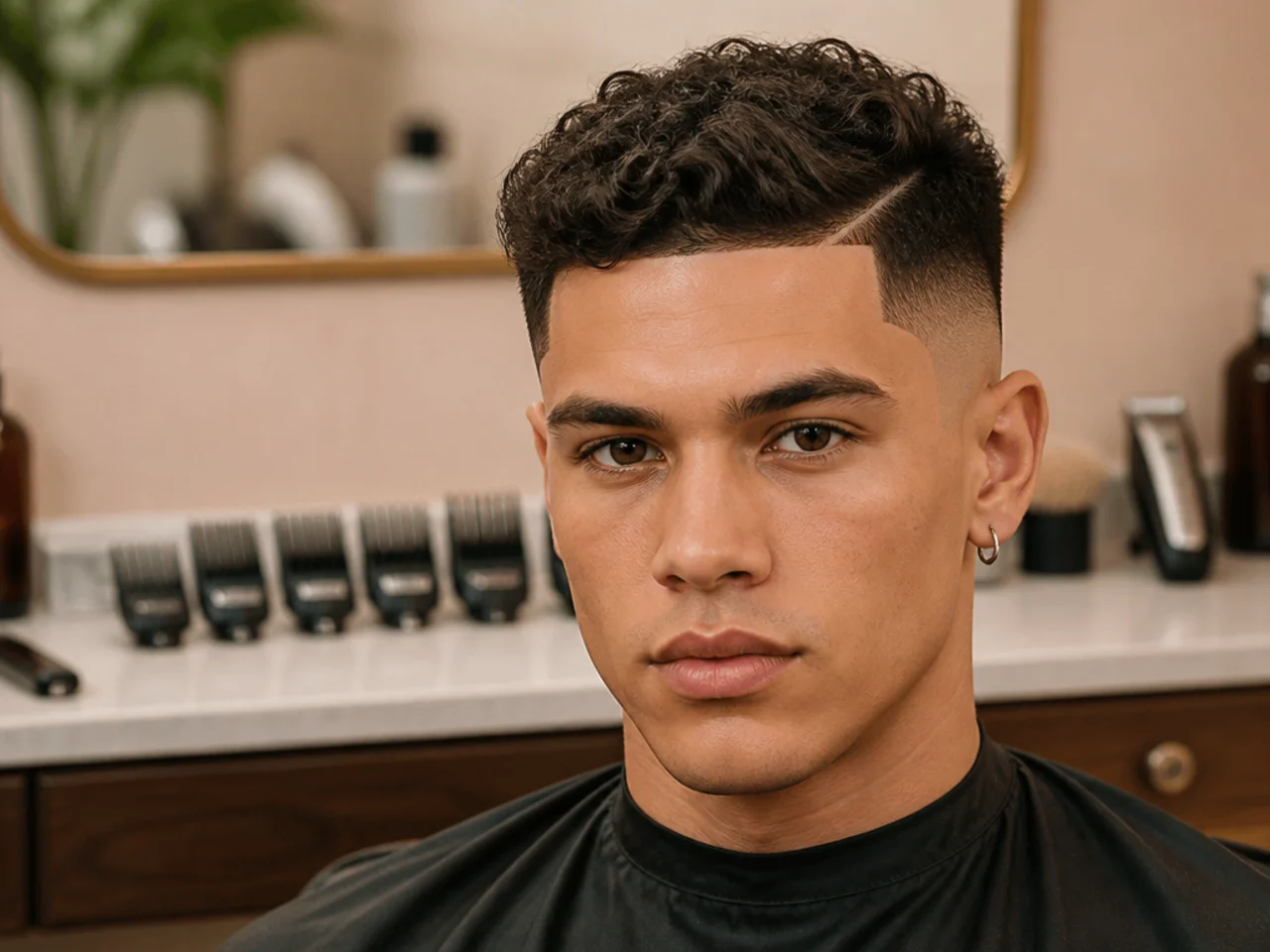 Clipper guards laid out on a barber station