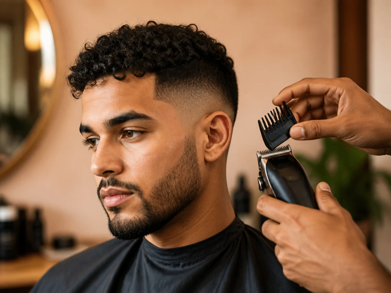 A number two guard being fitted to clippers