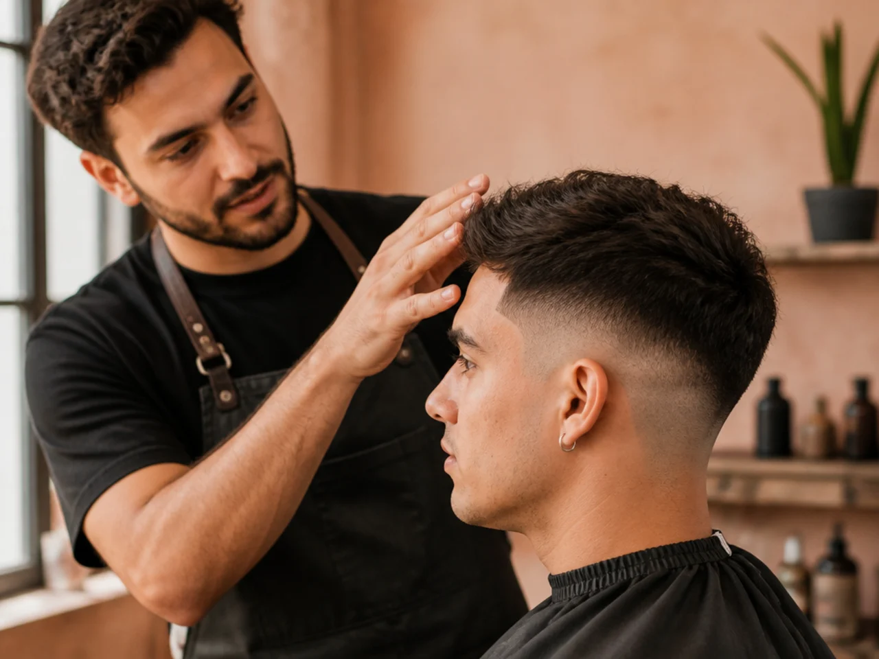 A barber discussing the top length