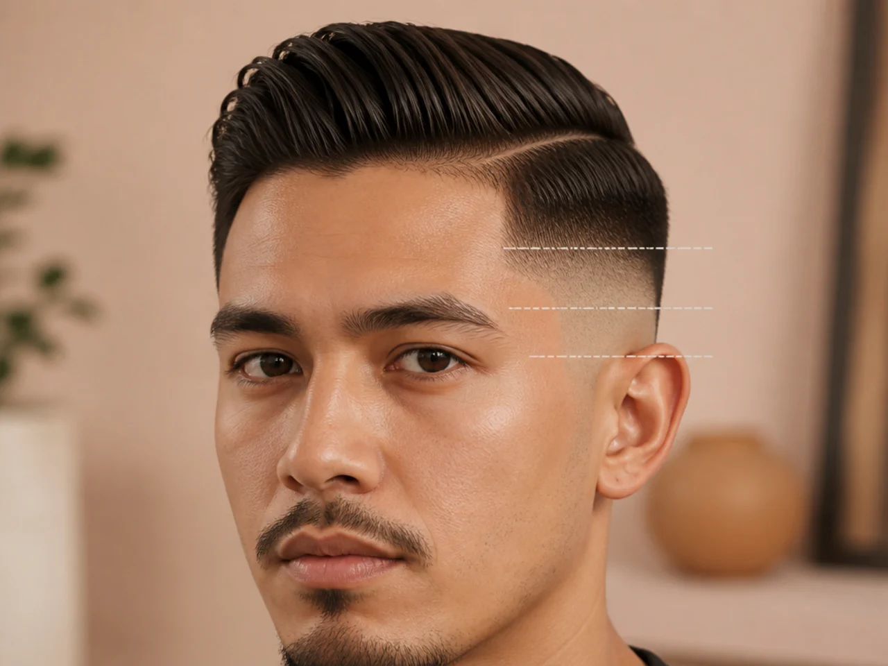 Three fade heights marked on a head