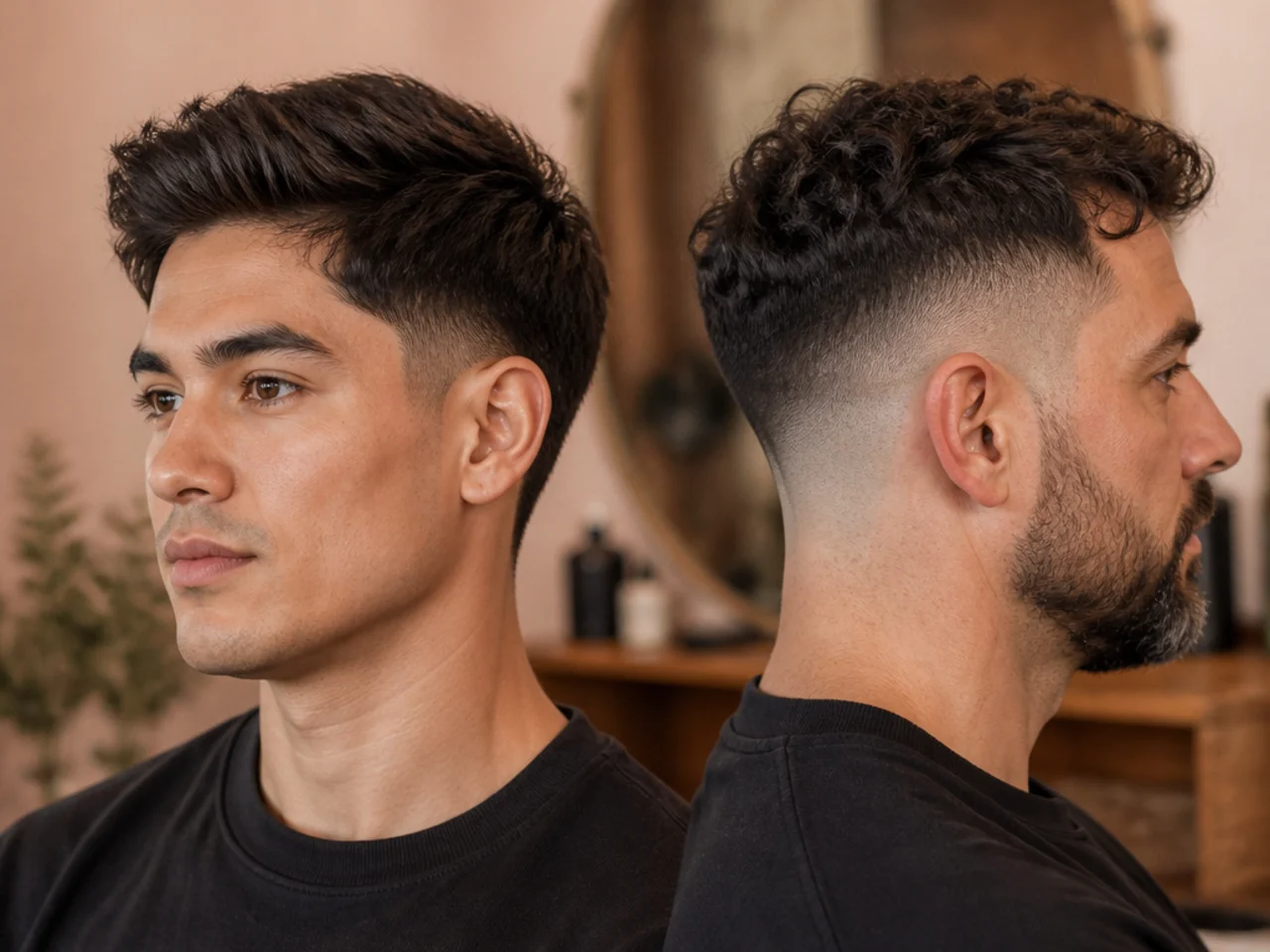 A taper and a skin fade compared at the neckline