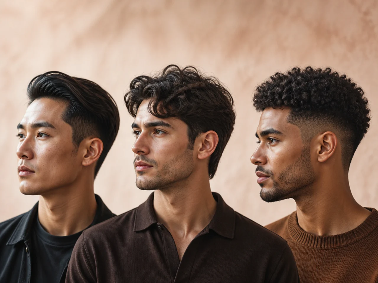 Straight, wavy and curly textures compared