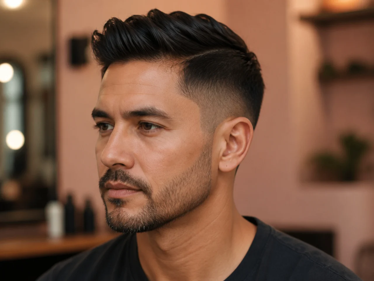 Three-quarter view of a well-chosen men's haircut