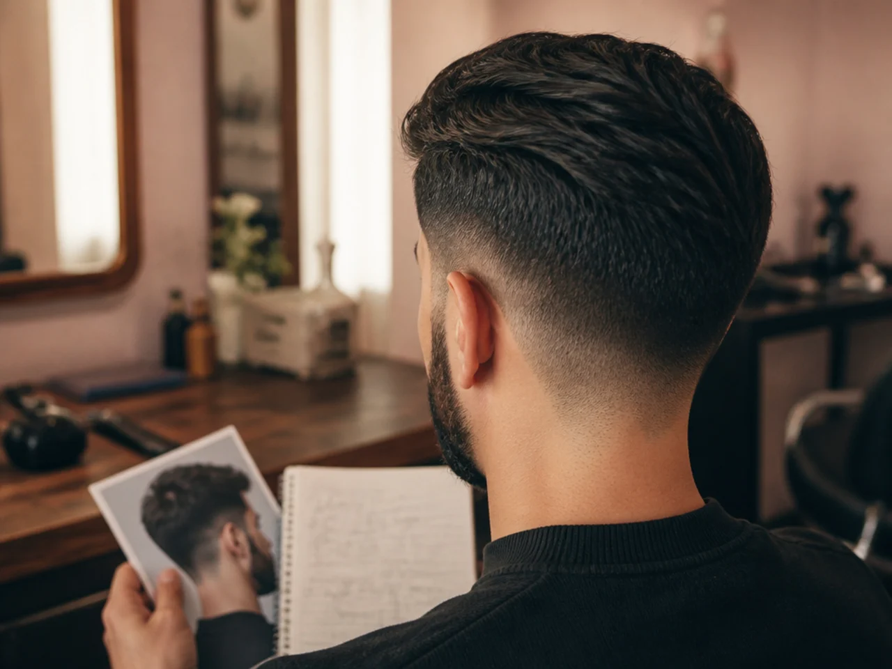 Notes and a reference photo prepared before an appointment