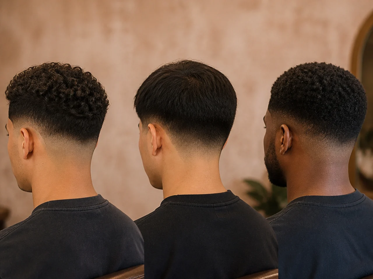 Blocked, rounded and tapered necklines compared from behind