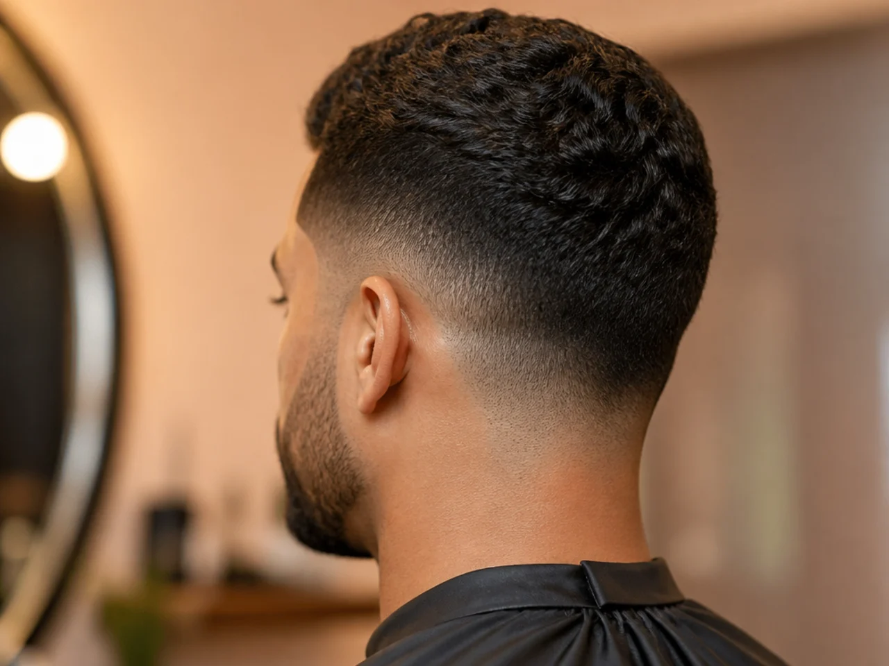 A lined-up temple hairline on a short haircut