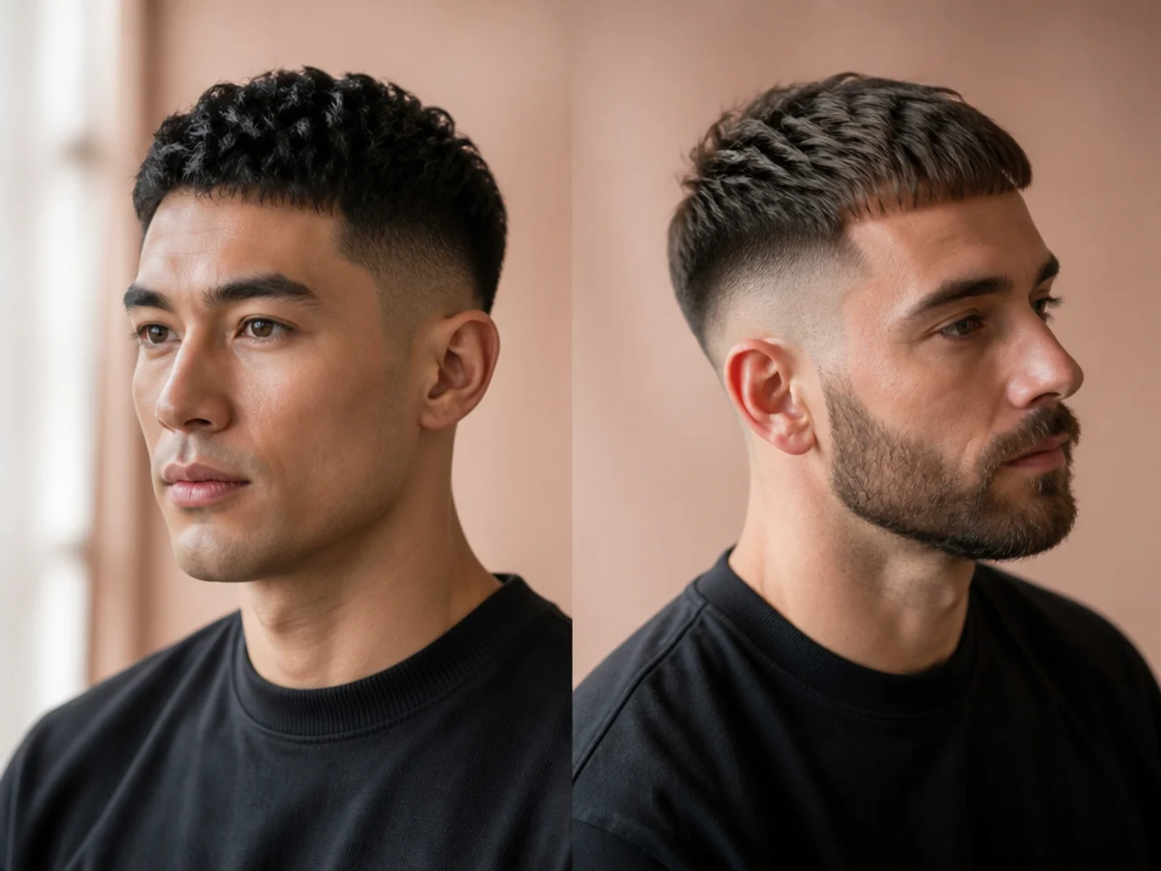 A connected short haircut beside a disconnected one