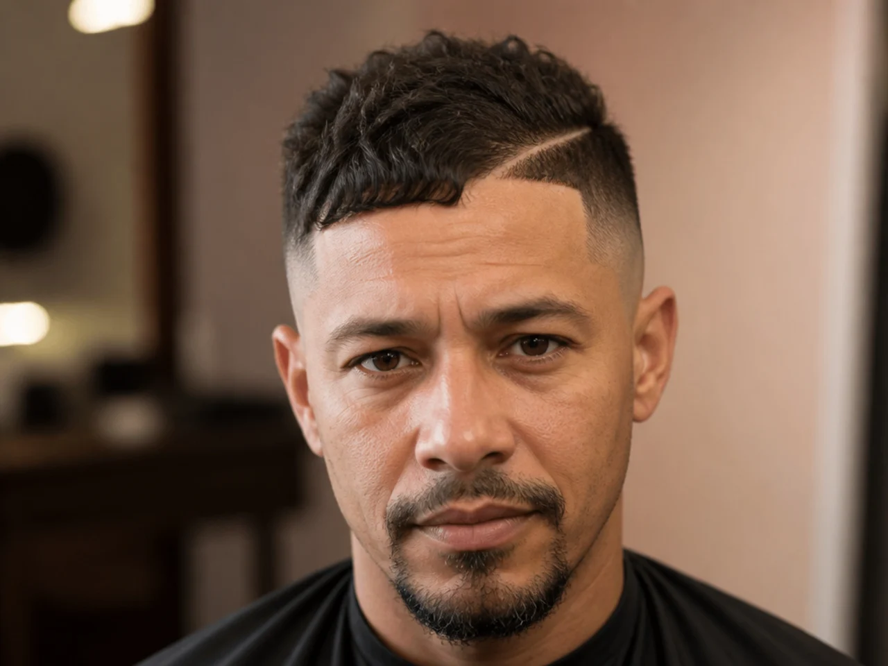 An uneven short haircut showing a mismatched fade height