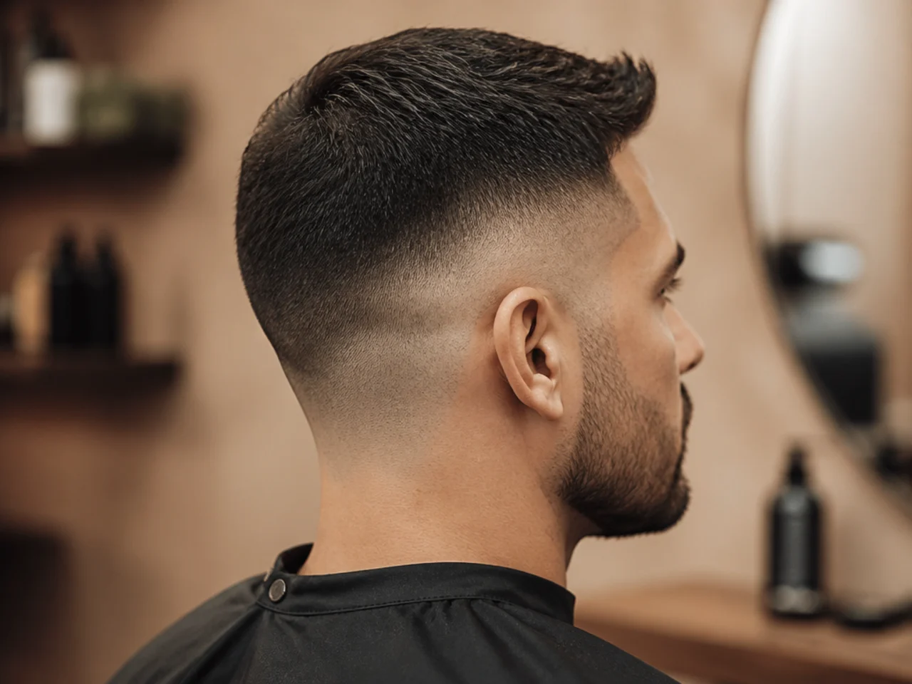 A short haircut shown from behind with the fade height visible
