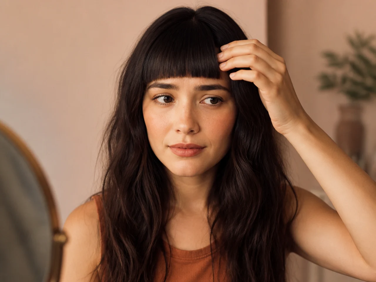 A home-cut fringe that came out horizontal