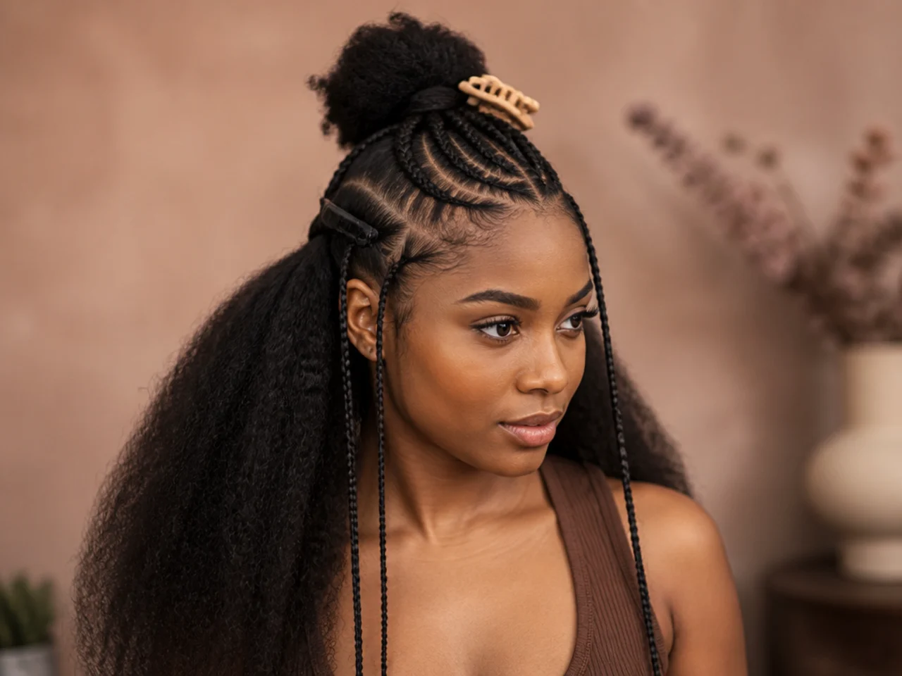 Back section unclipped and ready for individual braids