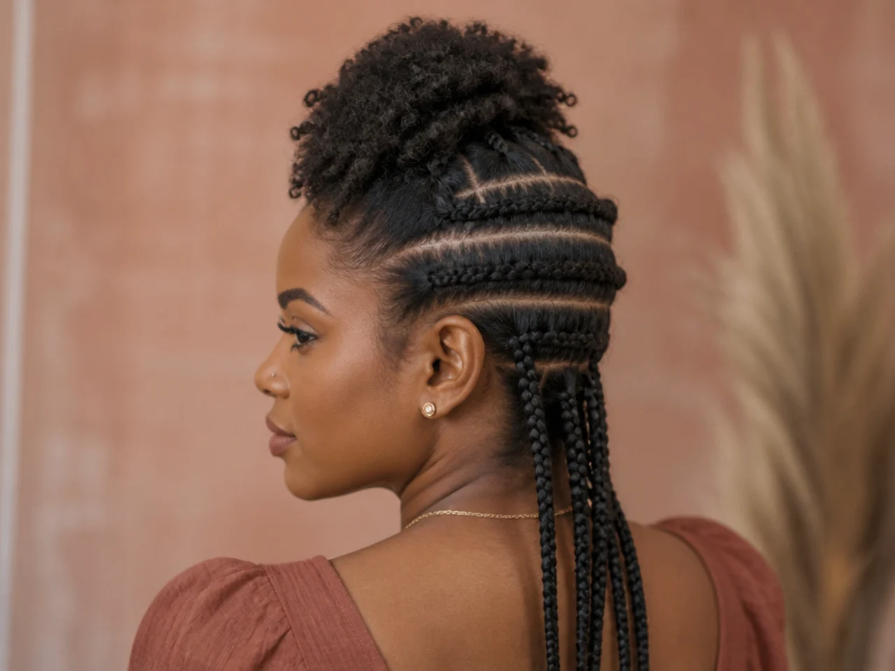 Horizontal rows parted across the back section for individual braids