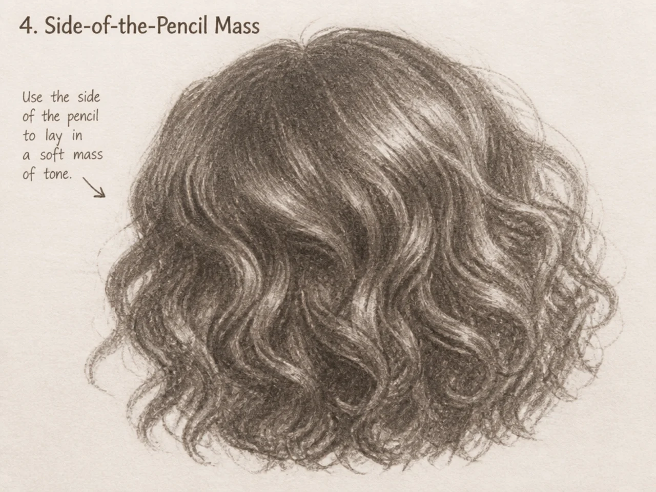 A mass laid in with the side of the pencil