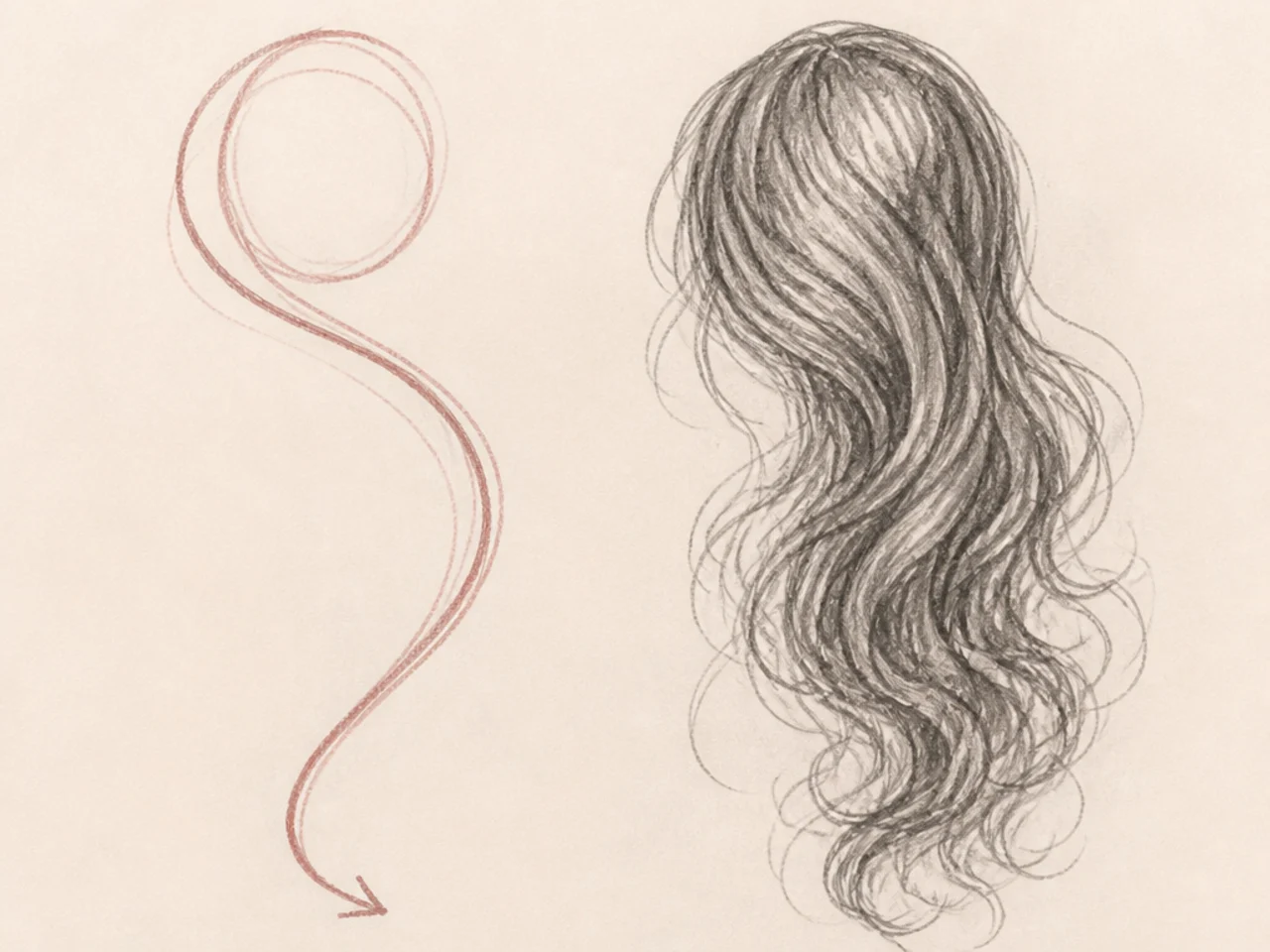 A gesture line laid in before the hair shape