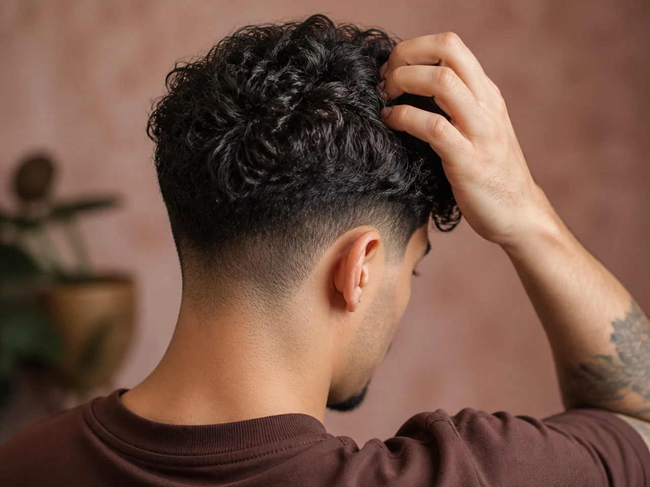 Dried gel cast being scrunched out of curly hair