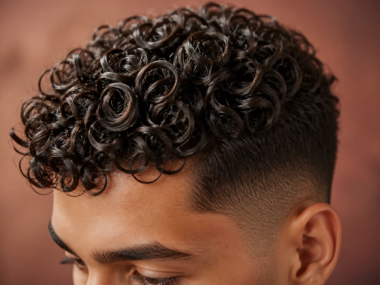 A light layer of product smoothed over curly hair