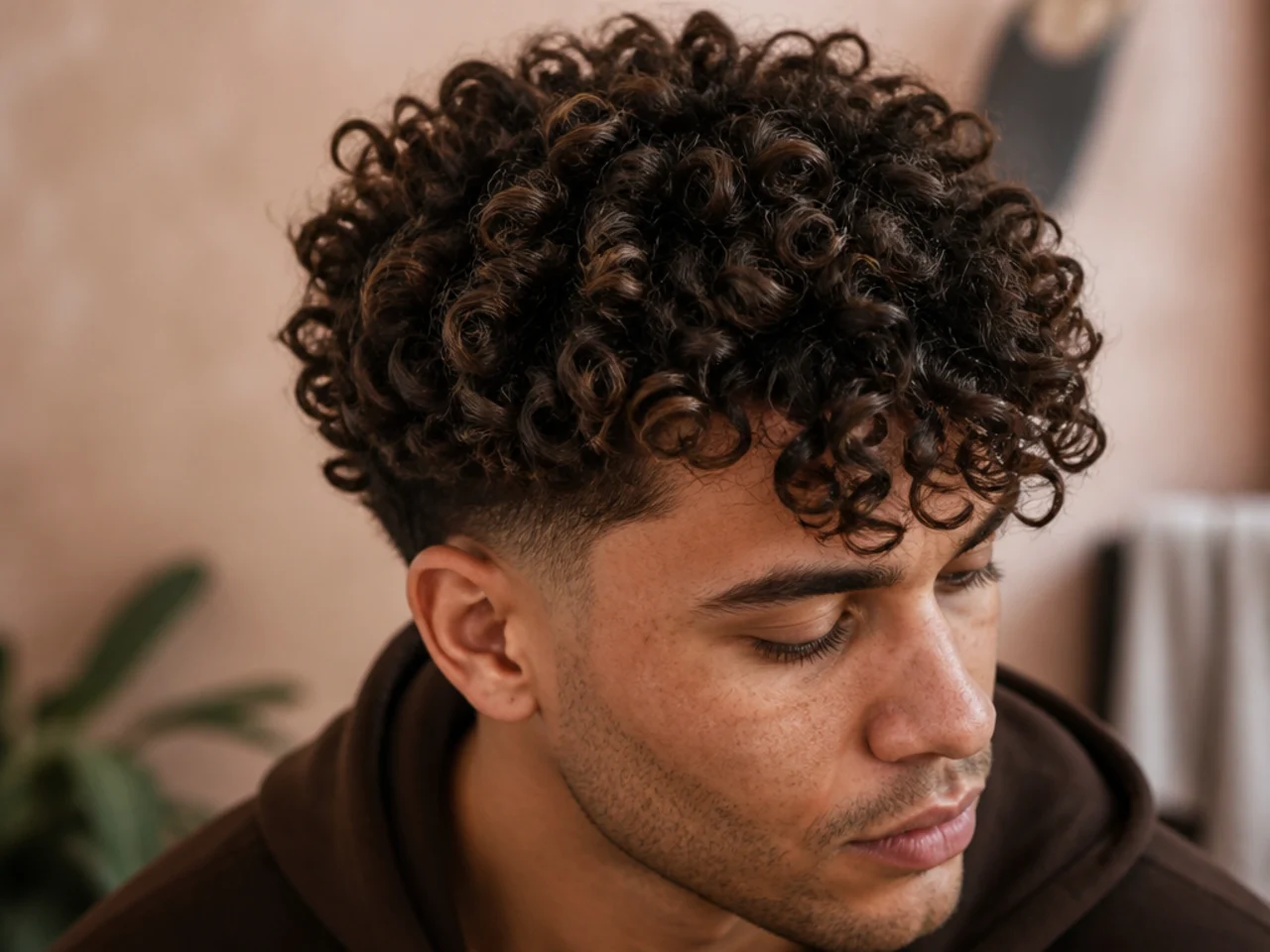 A man leaving his curls to air-dry undisturbed