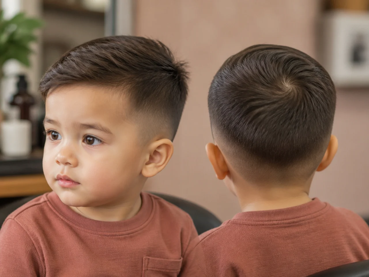 The crown whorl on the back of a toddler's head