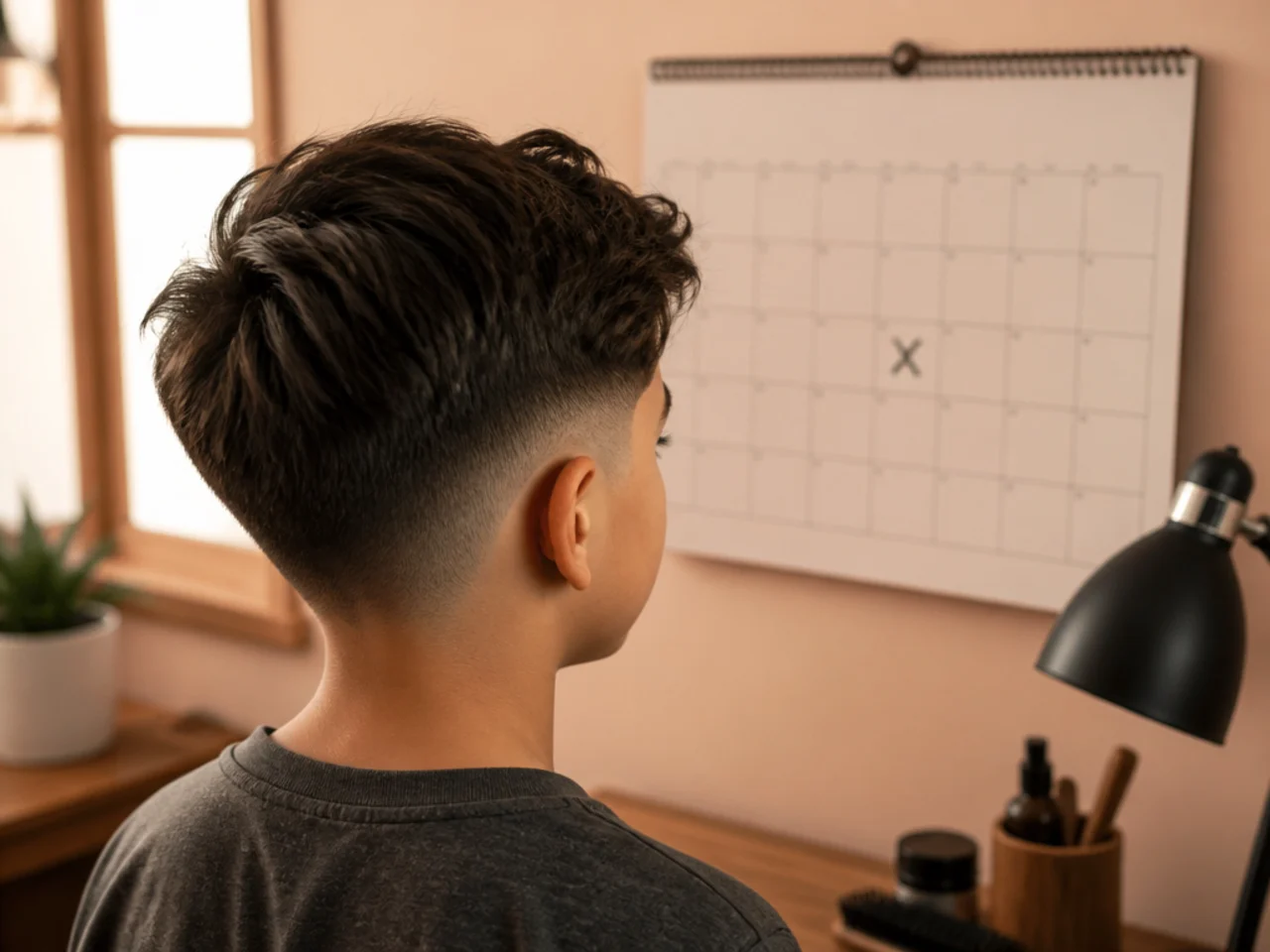 A calendar with a haircut date marked three weeks ahead