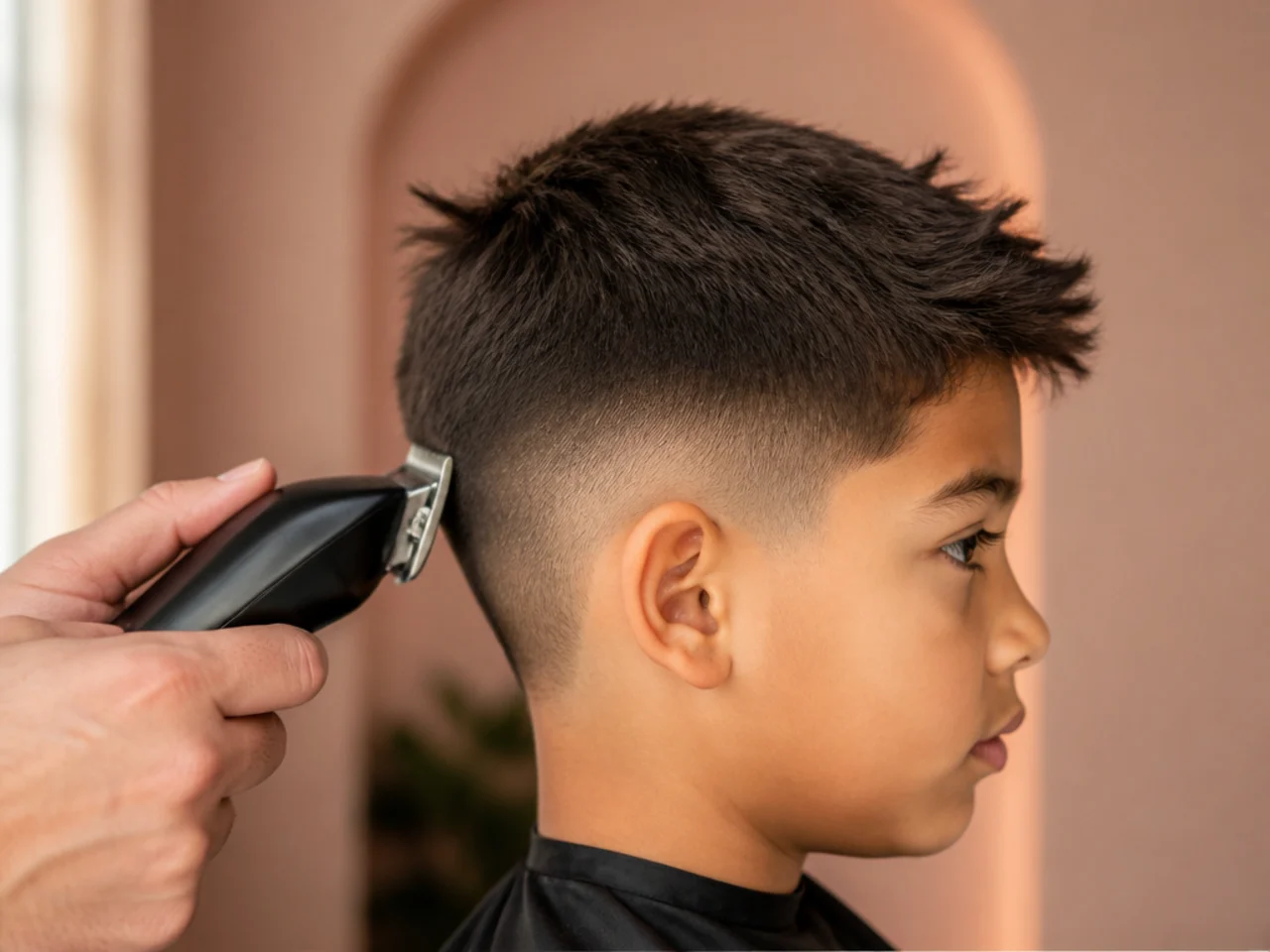 Clippers arcing away from the head at the end of an upward pass