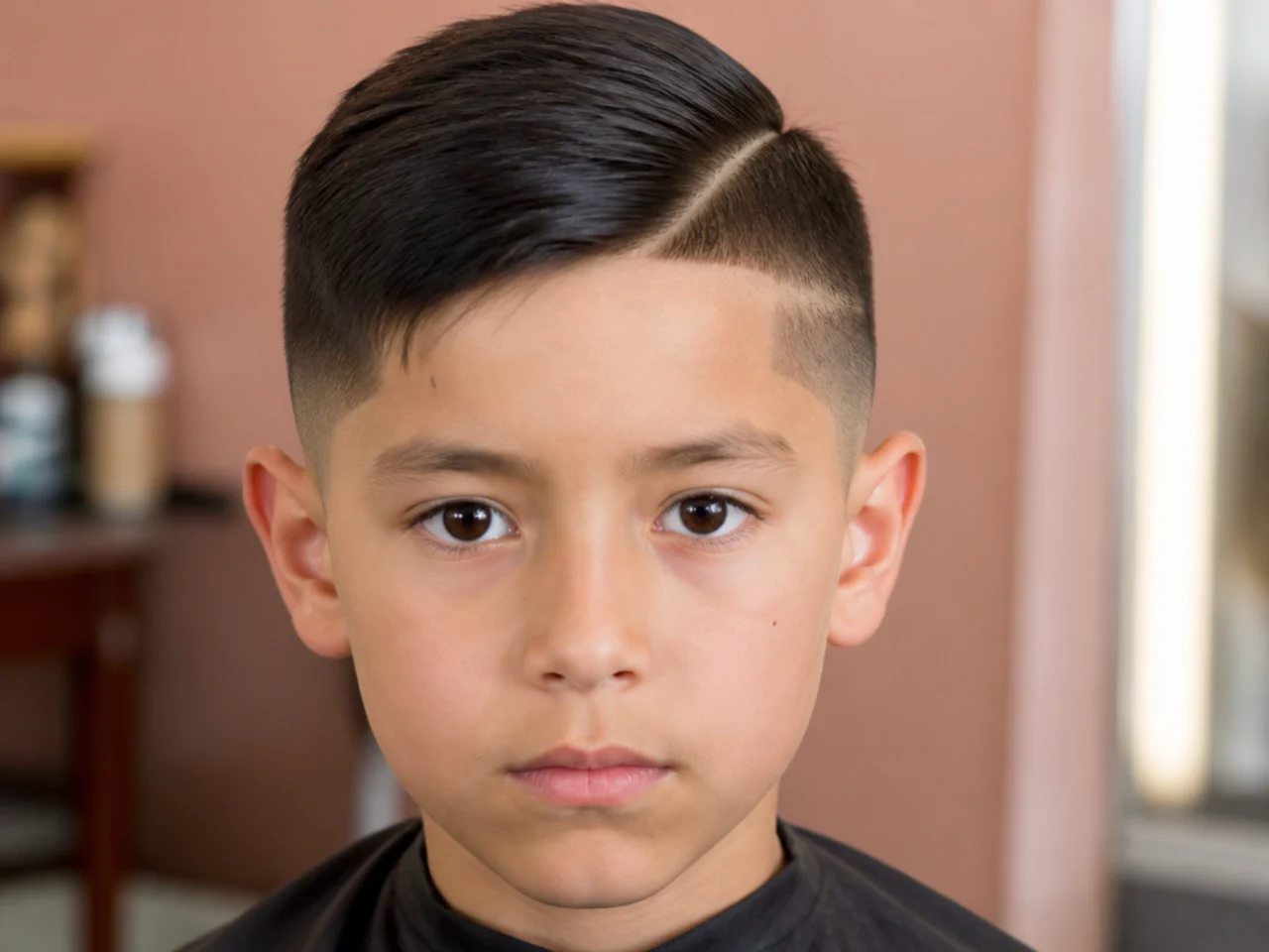 An uneven clipper line on the side of a boys head