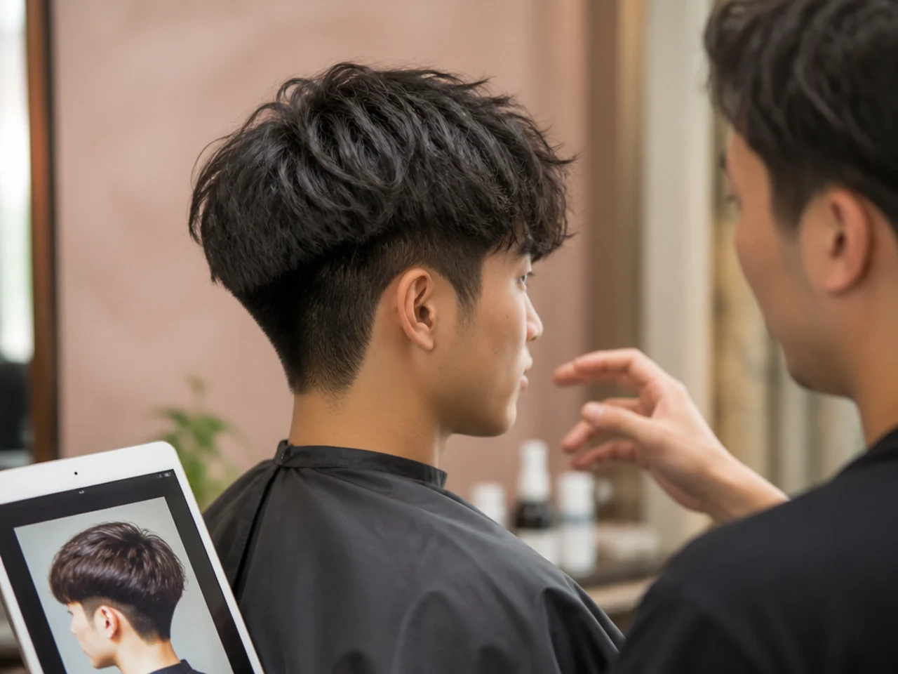 A barber consultation in progress