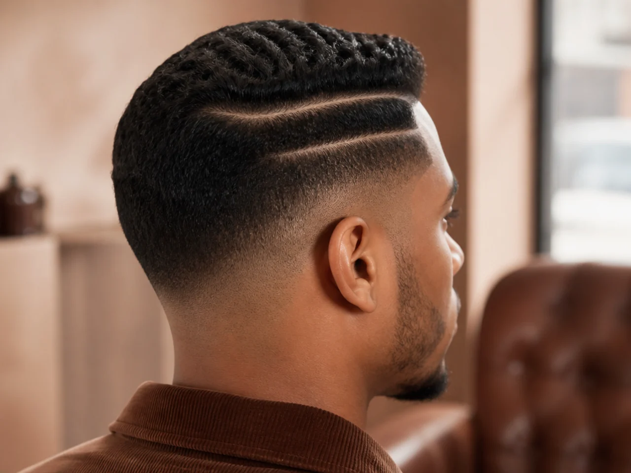 An ivy league haircut with two hard part lines