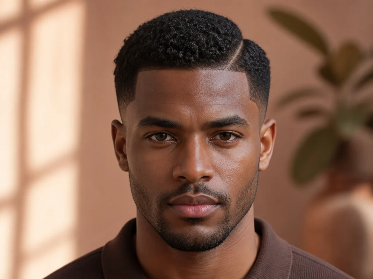 An ivy league haircut on dense coily hair