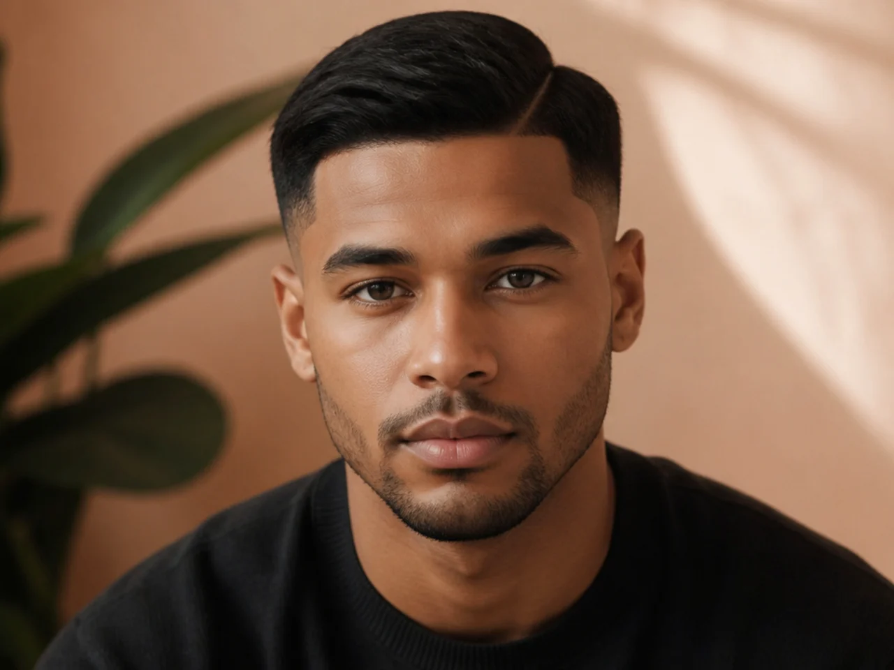 An ivy league haircut with a low taper