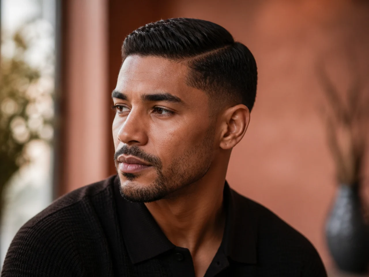 An ivy league haircut with a mid taper